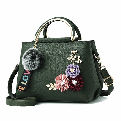 Fashion Flowers Designer Pu Leather Crossbody Bags for Women Vintage Small Shoulder Handbags Female Casual Top-Handle