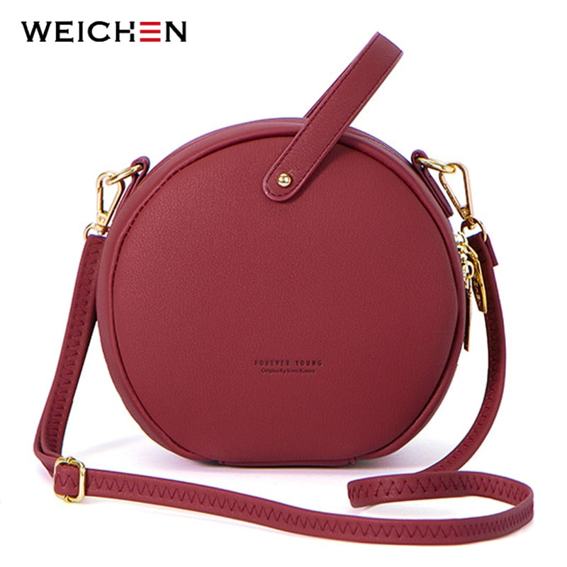 HOT Circular Design Fashion Women Shoulder Bag Leather Women&#39;s Crossbody Messenger Bags Ladies Purse Female Round Bolsa Handbag