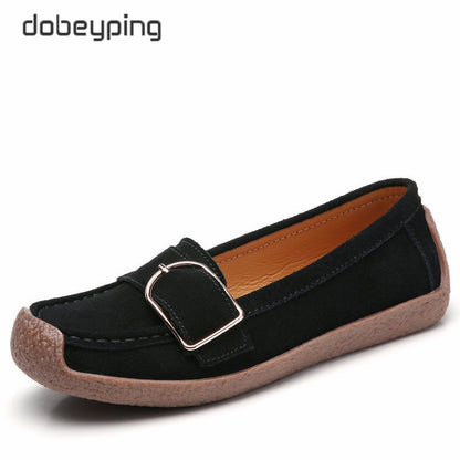 dobeyping Spring Autumn Shoes Woman Genuine Leather Women Flats Slip On Women&#39;s Loafers Female Moccasins Shoe Buckle Footwear