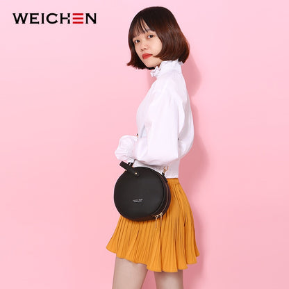 HOT Circular Design Fashion Women Shoulder Bag Leather Women&#39;s Crossbody Messenger Bags Ladies Purse Female Round Bolsa Handbag