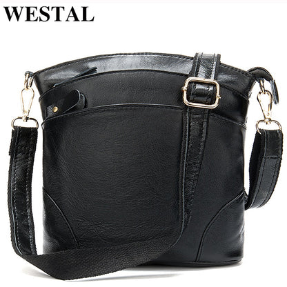 WESTAL Women's Shoulder Bag Genuine Leather Purse Black Crossnody Bags for Women Luxury Designer Woman Bags Flap bolsas 8363