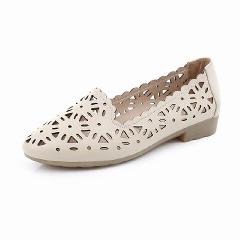 GKTINOO 2022 Women Flat Shoes Genuine Leather Woman Ballet Pointed Toe Flats Summer Lady Hollow Out Loafers Women Shoes Sandals