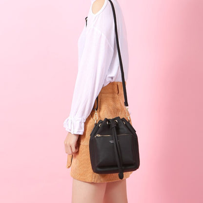 WEICHEN Fashion Bucket Shoulder Bag Women Drawstring Crossbody Bag Female Messenger Bags Ladies Synthetic Leather Handbag Sac