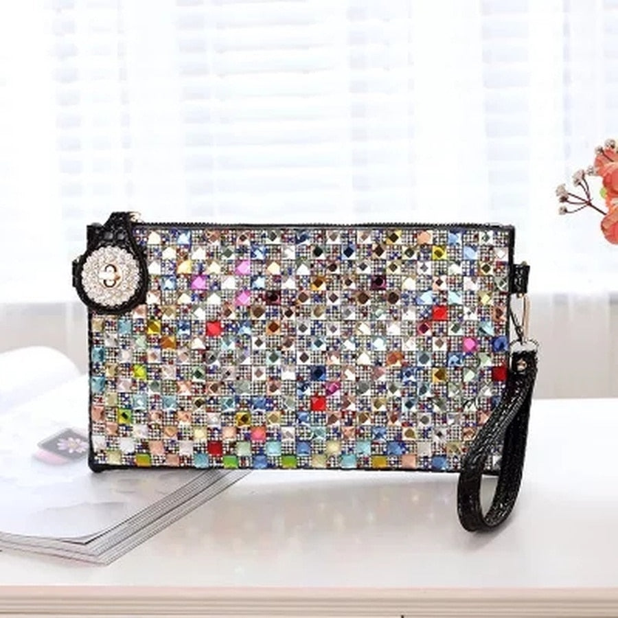 Colorful Rhinestone Women Clutch Bag Designer Luxury Diamond Ladies Evening Bag Chic Shoulder Crossbody Bags Party Small Purse