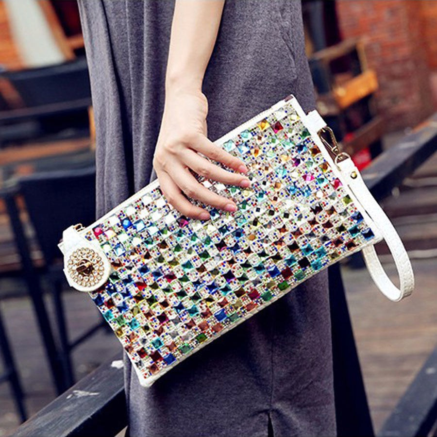 Colorful Rhinestone Women Clutch Bag Designer Luxury Diamond Ladies Evening Bag Chic Shoulder Crossbody Bags Party Small Purse