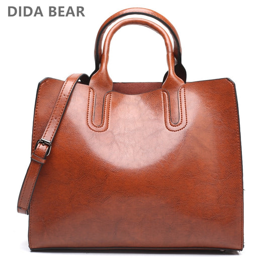 Women Leather Bags Women&#39;s Vintage Handbag Casual Female Bag High Quality Trunk Tote Ladies Shoulder Bag Large Messenger bag