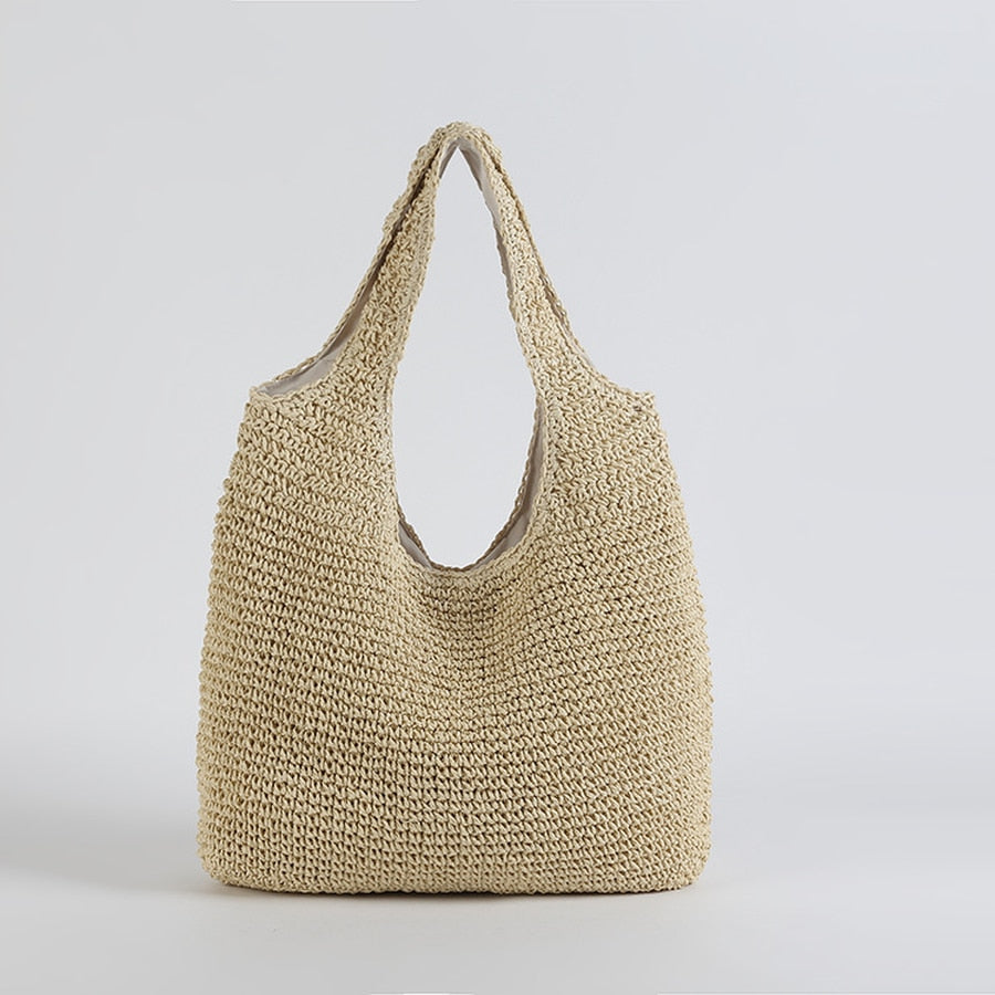 Fashion Straw Women Shoulder Bags Paper Woven Female Handbags Large Capacity Summer Beach Straw Bags Casual Tote Purses 2022