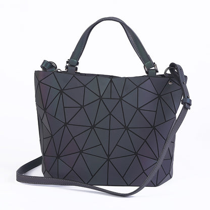 Luminous Bag Women&#39;s Geometry Lattic Totes  Quilted Shoulder Bags Hologram Laser Plain Folding Handbags  Free Shipping