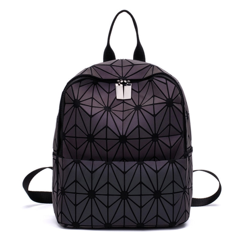 New Women Backpack Geometric Folding Bag Small Students School Bags For Teenage Girls Luminous Backpacks Hologram Daily Backpack