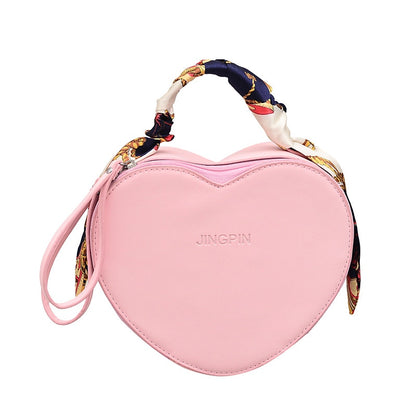Heart Shaped Design Small Pu Leather Crossbody Bags for Women Fashion Female Simple Solid Color Shoulder Handbags
