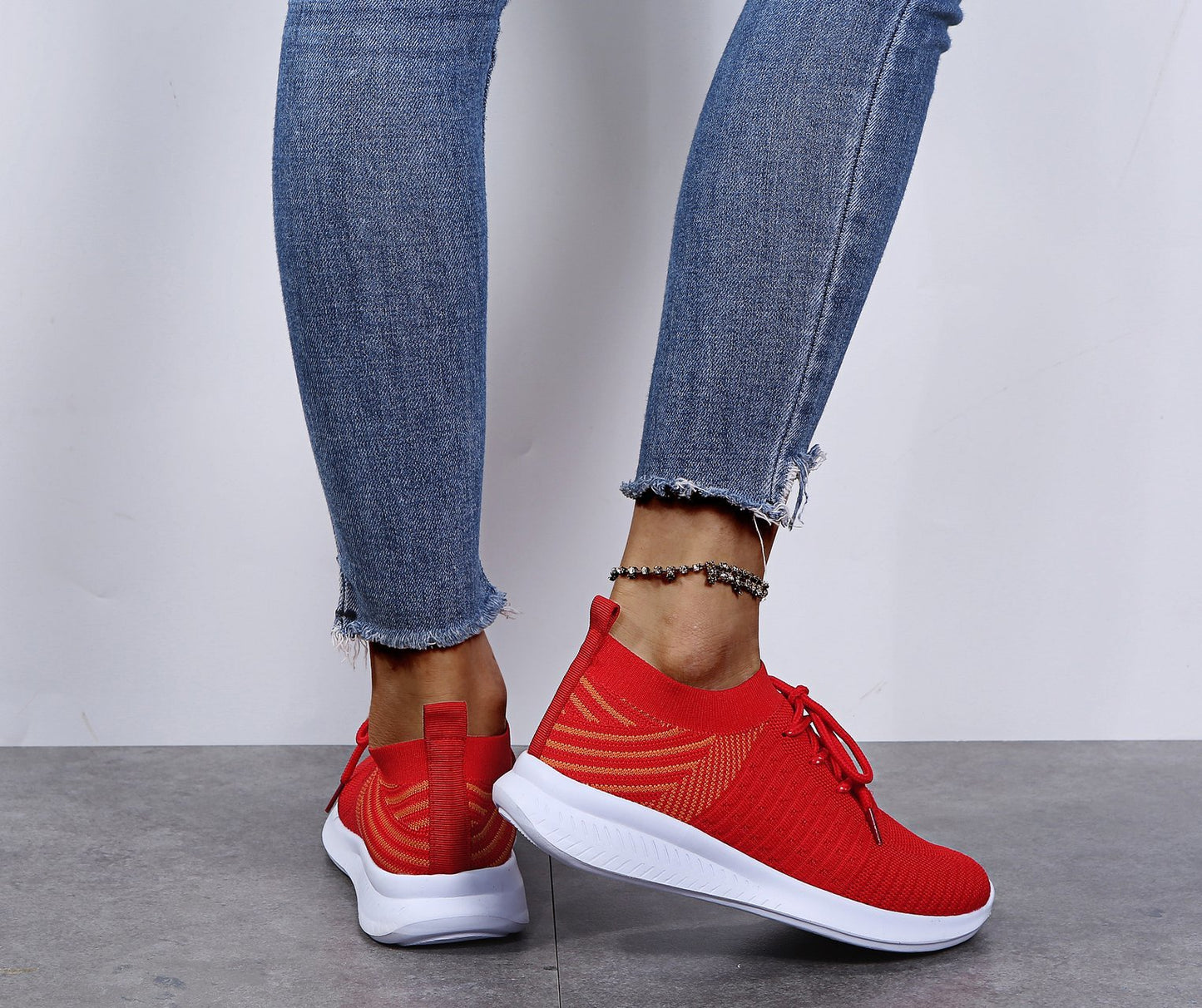 Women's Sneakers Lace Up Sock Shoes Summer Casual Sneakers Women Running Ladies Vulcanized Shoes Plus Size 35-43