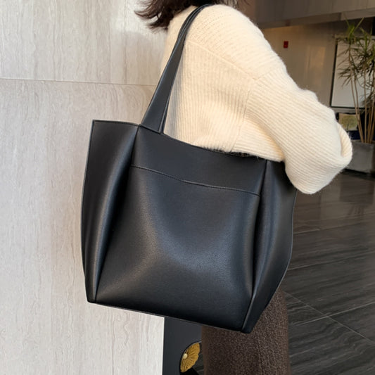 Women Large Capacity Top-handle Bags High Quality Solid Color PU Leather Shoulder Shopper Bags For Women 2022 Designer Sac Main