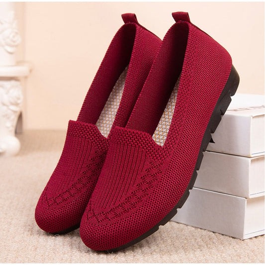 Women Loafers Shoes Knitted Flats Shoe Woman Comfort Female Breathable Mesh Slip On Footwear Casual Ladies Sneakers Spring 2021