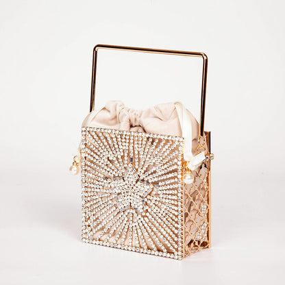 Shiny star Diamonds Evening Bags Women 2020 New Luxury Rhinestone Metal Cage Clutch Purse Female Chic Hollow Out Shoulder Bags