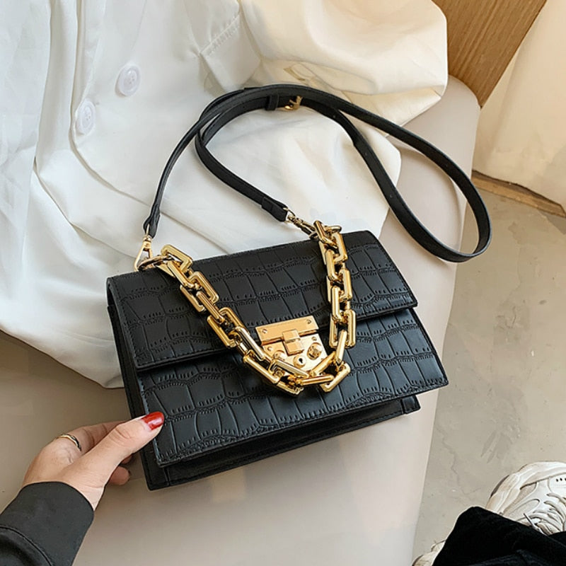 Crocodile Pattern Crossbody Bags For Women 2022 Small Chain Handbag Small Bag PU Leather Hand Bag Ladies Designer Shoulder Bags