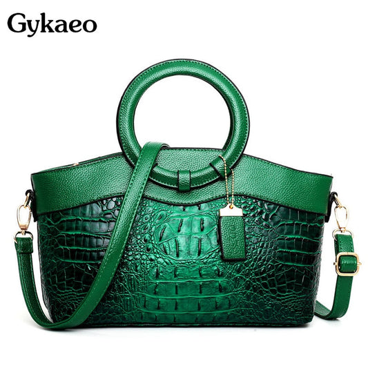 Gykaeo Luxury Handbags Women Bags Designer Crocodile Woman Leather Handbag Ladies Green Party Tote Shoulder Bags Sac A Main 2022