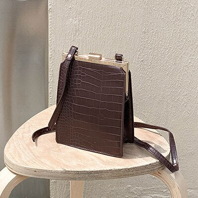 Crocodile Pattern Clip Women Shoulder Bag Fashion Alligator Crossbody Bags for Women 2021 Designer Small Pu Leather Women&#39;s Bag