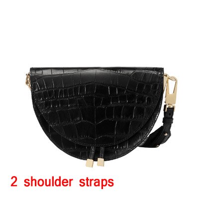NIGEDU Women Crossbody Bag Fashion Crocodile Semicircle Saddle Bags PU Leather Shoulder Bags for female Handbags designer bolsas