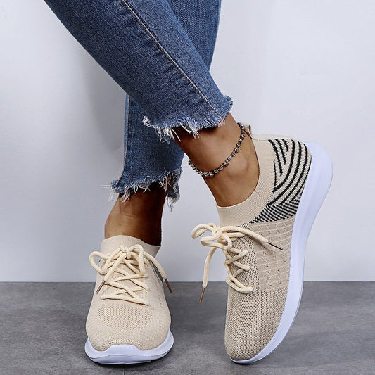 Women's Sneakers Lace Up Sock Shoes Summer Casual Sneakers Women Running Ladies Vulcanized Shoes Plus Size 35-43