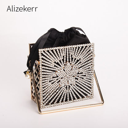 Shiny star Diamonds Evening Bags Women 2020 New Luxury Rhinestone Metal Cage Clutch Purse Female Chic Hollow Out Shoulder Bags