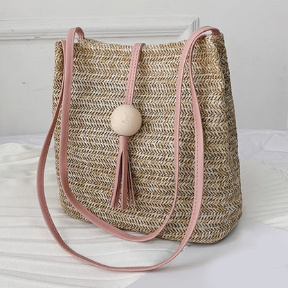 Women Crossbody Shoulder Bag Knitted Straw Messenger Satchel Handbag Bucket Bag Vintage Bucket Straw Beach Bags Women Totes