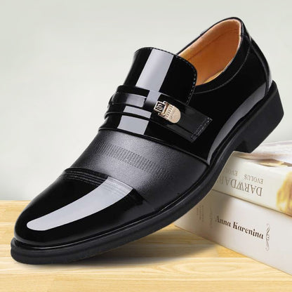 Luxury Brand PU Leather Fashion Men Business Dress Loafers Pointed Toe Black Shoes Oxford Breathable Formal Wedding Shoes 698