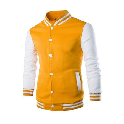 2021 New Arrival Single Casual Baseball Uniform Coat Male Bomber Jacket Men Rib Sleeve Brand Clothing Hot Sale Fleece Spliced