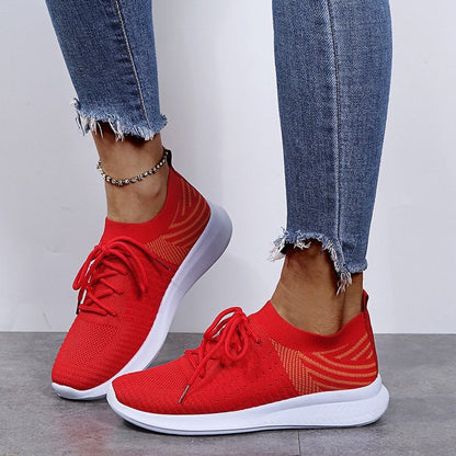 Women's Sneakers Lace Up Sock Shoes Summer Casual Sneakers Women Running Ladies Vulcanized Shoes Plus Size 35-43