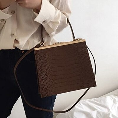 Crocodile Pattern Clip Women Shoulder Bag Fashion Alligator Crossbody Bags for Women 2021 Designer Small Pu Leather Women&#39;s Bag