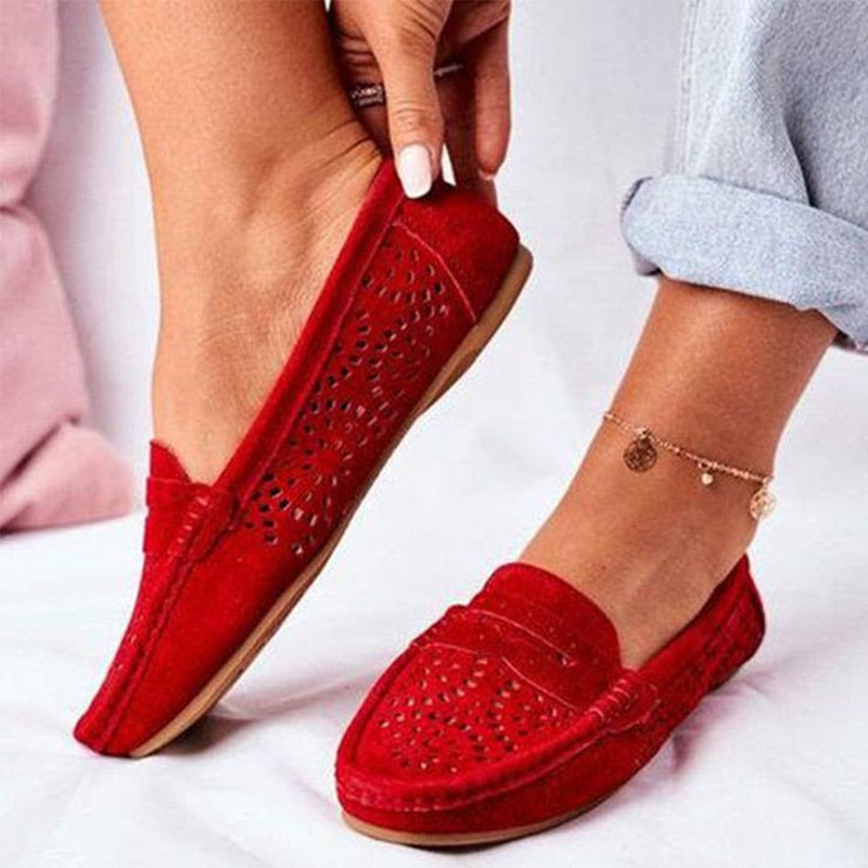 Women&#39;s moccasins shoes ladies loafers casual comfortable women sewing suede flat shoes women soft soles lightweight new style