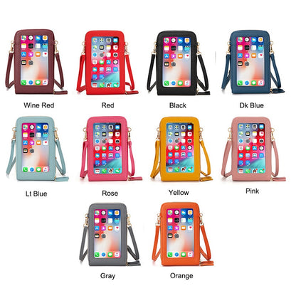 Transparent Touchable Phone Pocket Shoulder Bags For Women Pu Leather Ladies Crossbody Bag Female Small Messenger Purse Wallet