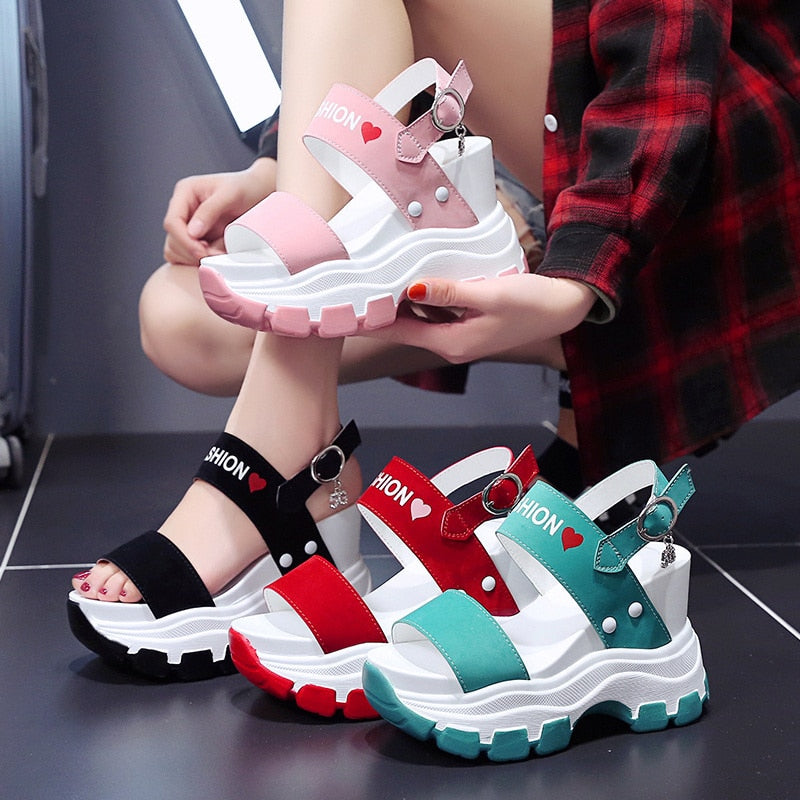 Moipheng Platform Sandals Women 2022 New Summer Chunky High Heels Female Wedges Shoes for Women Fish Toe Red Sandalia Feminina