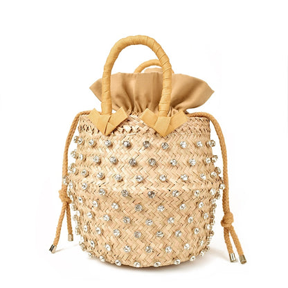 Artmomo Woven Crystal Embellished Tote Bag Rainbow Bucket Bag Women&#39;s Shoulder Bags Best Handbags 2020 Purses diamond bags