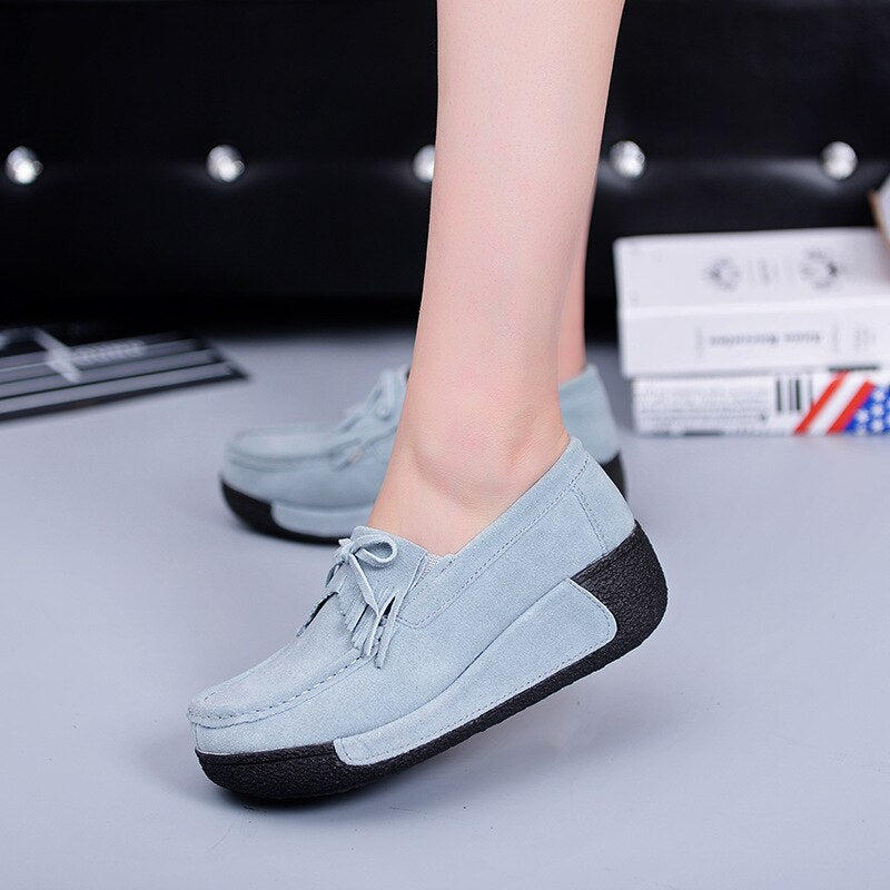 Women Flats Suede Women&#39;s Loafers Creepers Women Shoes Slip On Fringe Platform Shoes Women Casual Shoes Ladies Moccasins 56