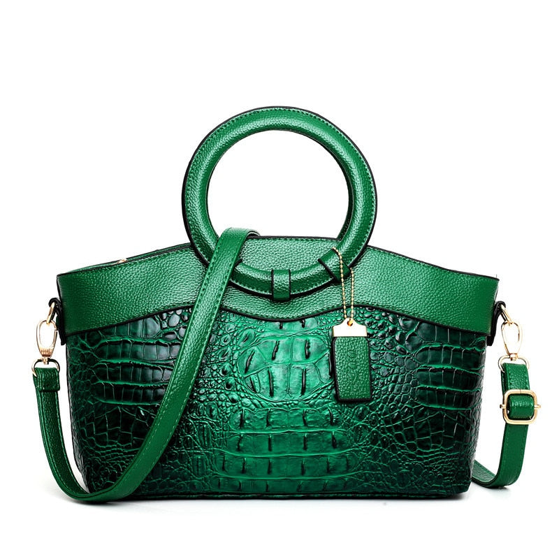 Gykaeo Luxury Handbags Women Bags Designer Crocodile Woman Leather Handbag Ladies Green Party Tote Shoulder Bags Sac A Main 2022