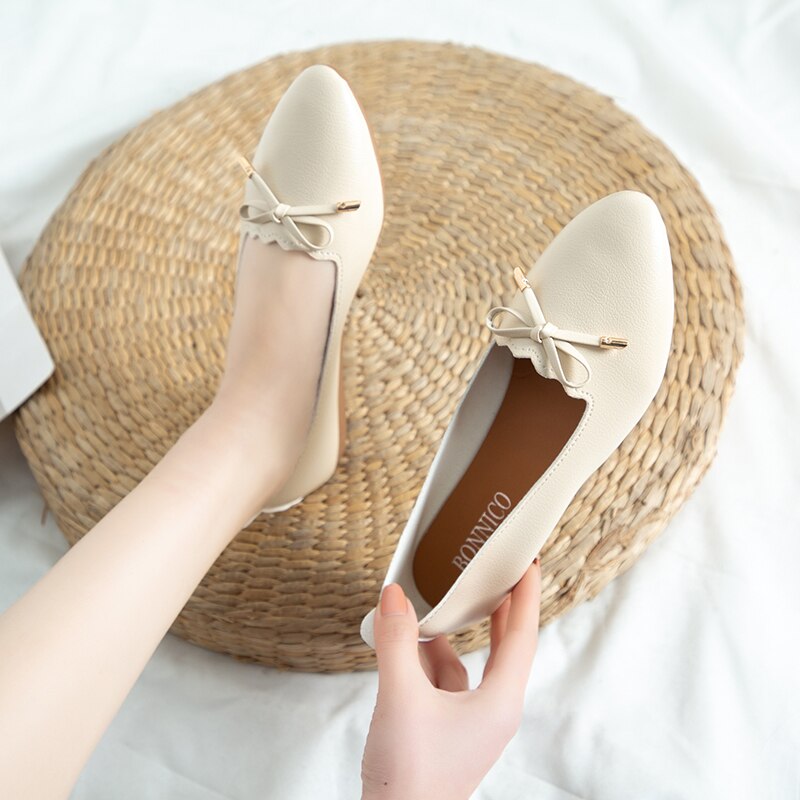 2022 New Women Flats Shoes Women Leather Flats Ladies Shoes Elegant Office Ladies Shoes Slip on Ballet Flat Loafers Flats Shoes