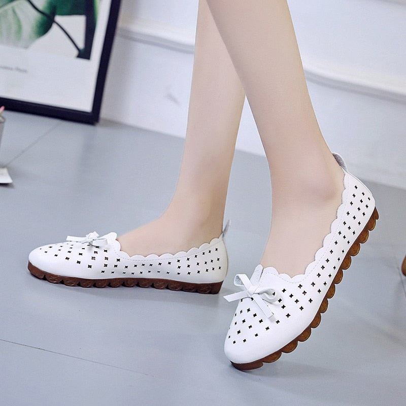 2022 Spring Summer New Bowtie White Sneakers Mesh Tennis Female Women Loafers Casual Ballet Nurse Flats Shoes Woman 40