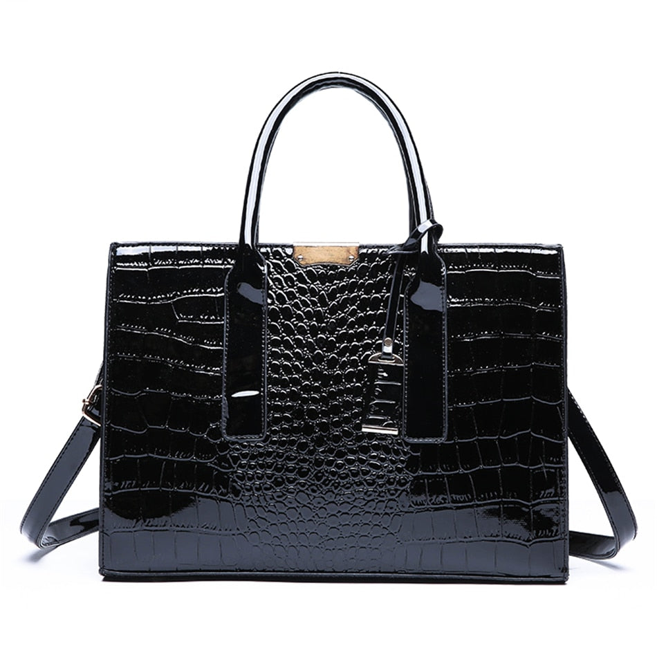 Pantent Leather Women Messenger Bags Crocodile Female Crossbody Shoulder Hand bags For Women 2022 High Quality Ladies Handbags