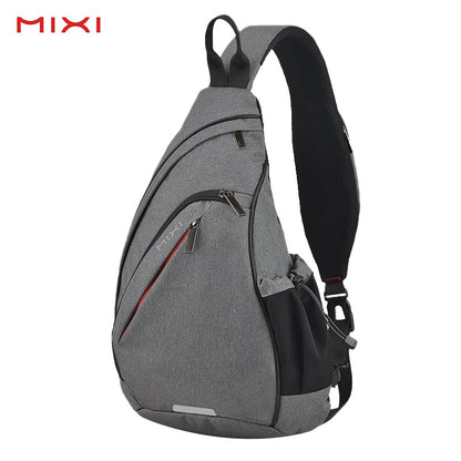 Mixi Patent Design Men Fashion Backpack One Shoulder Sling Bag Crossbody Schoolbag 600D Polyester Dense Canvas Waterproof