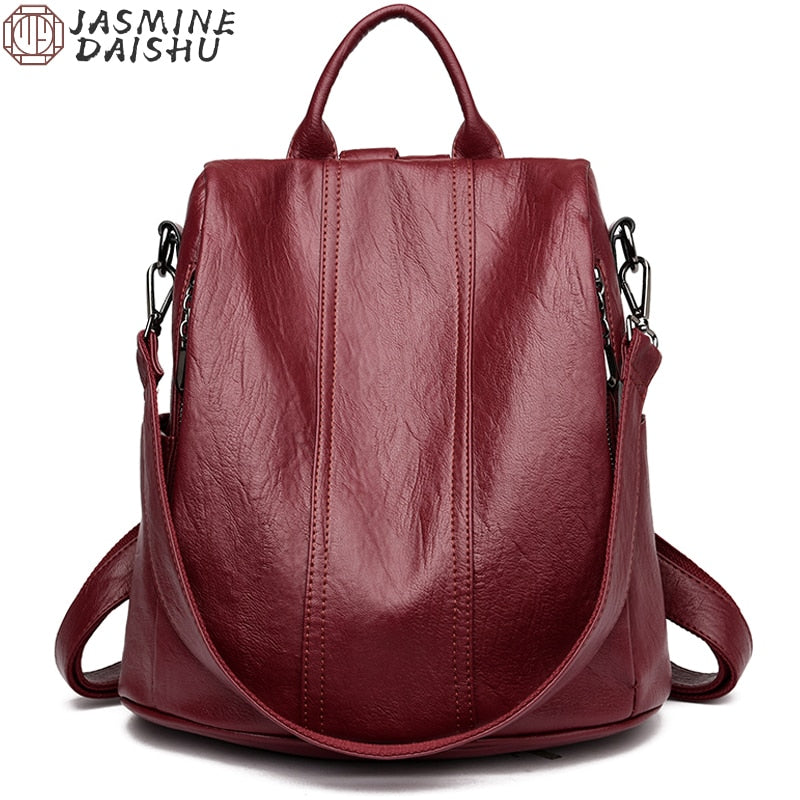 Women&#39;s Waterproof Anti Theft Leather Backpack 2022 Girls Shoulder Bags Multifunctional Large Capacity Travel Backpacks Mochilas