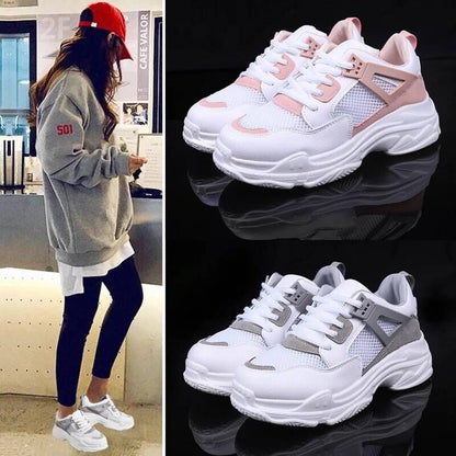 Women Sneakers Mesh Breathable Platform Wedge Heels Shoes Summer Sports Flats Shoes Zapatillas Deportivas Mujer