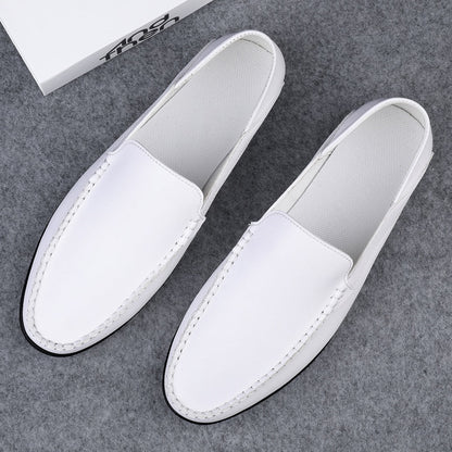 Valstone White Leather casual shoes men Autumn Slip-on loafers soft italian leather flats super light Moccasins Plus size 38-47