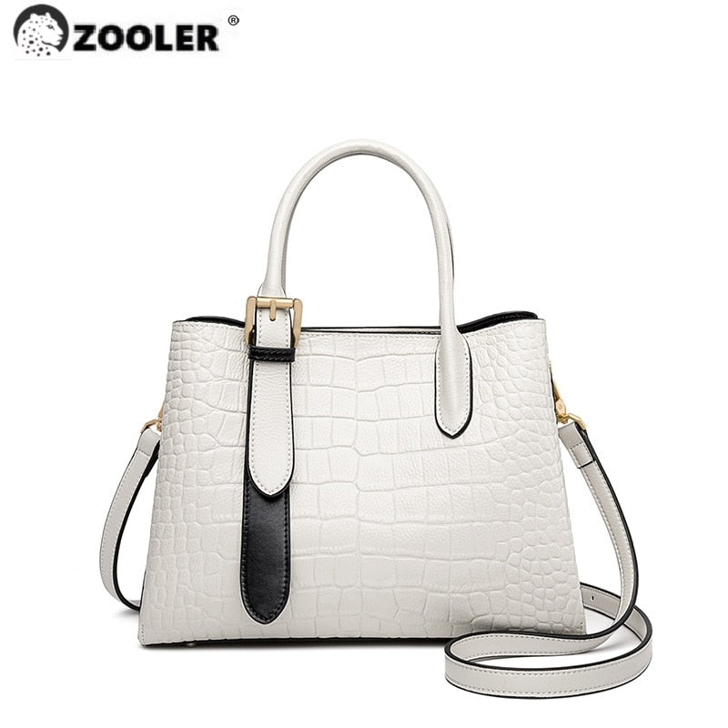 ZOOLER Brand 2022 Designer HOT Genuine Leather Women Tote Bags Luxury Shoulder bags Crocodile Purses Cow Leather Handbags Colors
