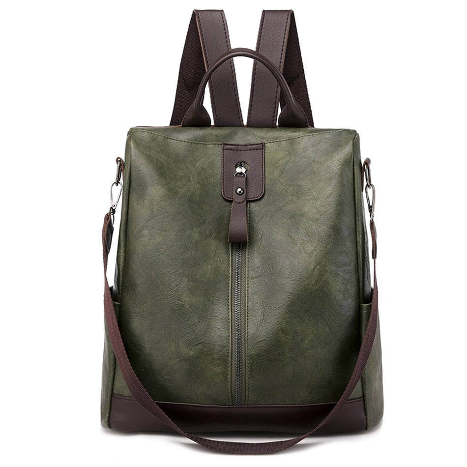 3 in 1 Retro Backpack Women PU Leather School Bags For Teenage Girls Anti-theft Ladies Shoulder Bags Simple Travel Backpack