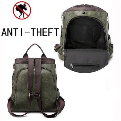 3 in 1 Retro Backpack Women PU Leather School Bags For Teenage Girls Anti-theft Ladies Shoulder Bags Simple Travel Backpack