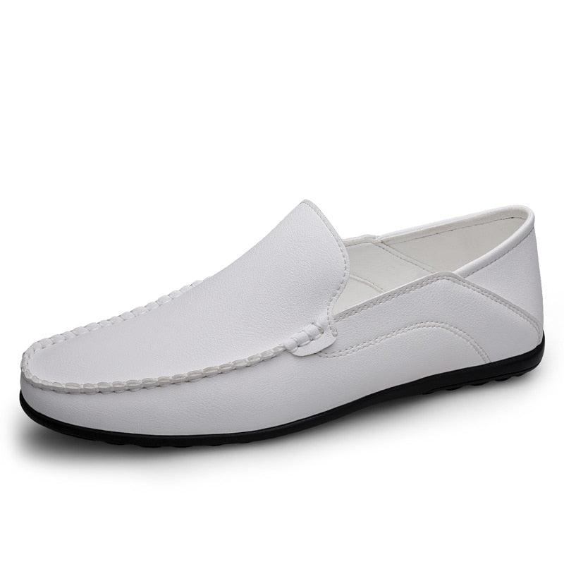 Valstone White Leather casual shoes men Autumn Slip-on loafers soft italian leather flats super light Moccasins Plus size 38-47