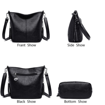 Genuien Leather Tassels Ladies Hand Crossbody Bags For Women Luxury Purses And Handbags Women Shoulder Bags Designer Bucket Sac