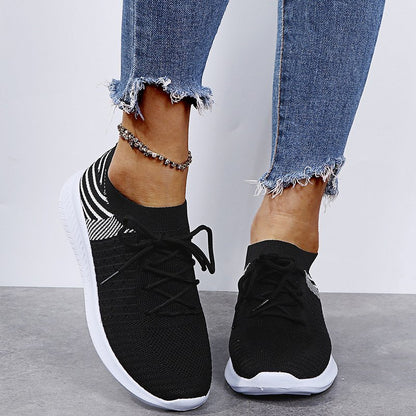 Large Size Women's Shoes 2022 Spring and Summer New Flying Woven Lace Thick Bottom Women's Casual Shoes  Platform Sneaker