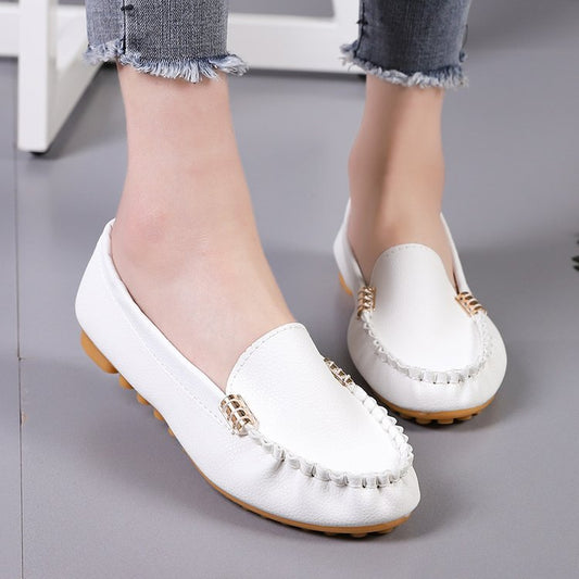 Woman&#39;s Flats Loafers Shoes Soft Leather Casual Shoes Big Size 35-44 Mocassin Boat Shoes for Women Casual Shoes Zapatillas Muje