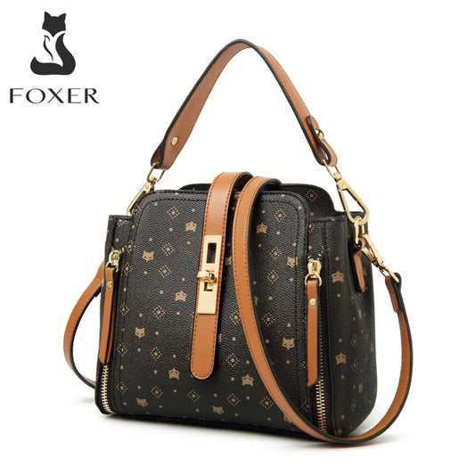 FOXER Signature Small Crossbody Shoulder Bags Lady Monogram Retro Handbag Fashion Women Vintage Female PVC Crossbody Bag Purse